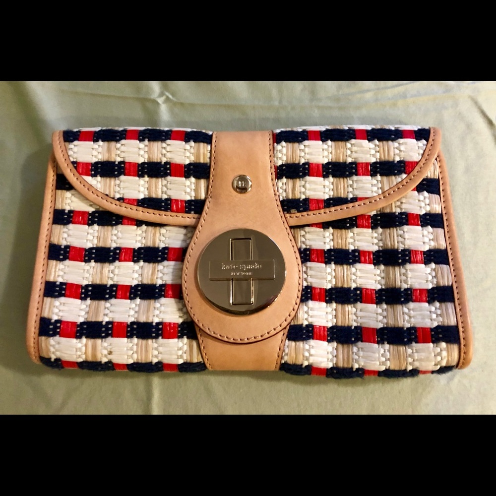 kate spade Raffia & Leather Clutch